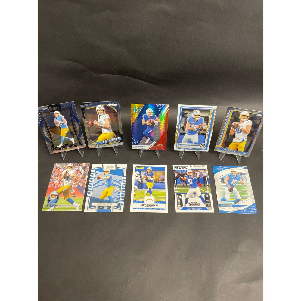 Justin Herbert Chargers 10 Card Lot Panini Prizm Select Optic Phoenix Chrome